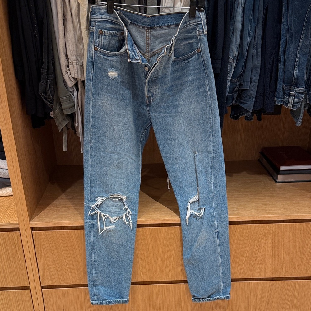 Levi's Light Blue Slim Straight Distressed Jeans